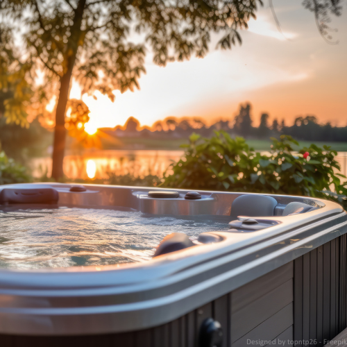 Ein Wirlpool vor einem Sonnenuntergang. 