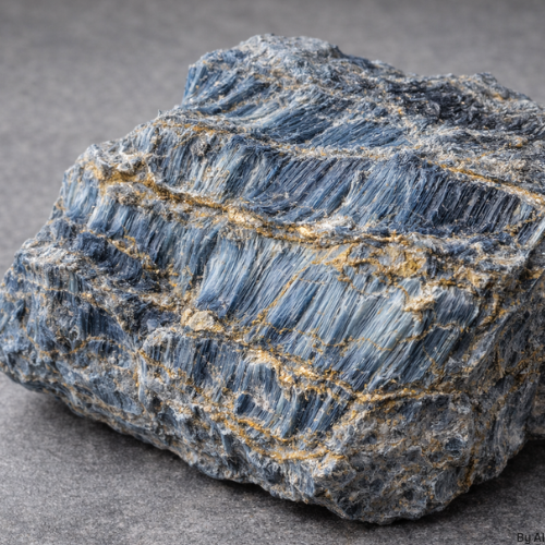 Ein Brocken Krokydolith bzw. blauer Asbest in mineralischer Form