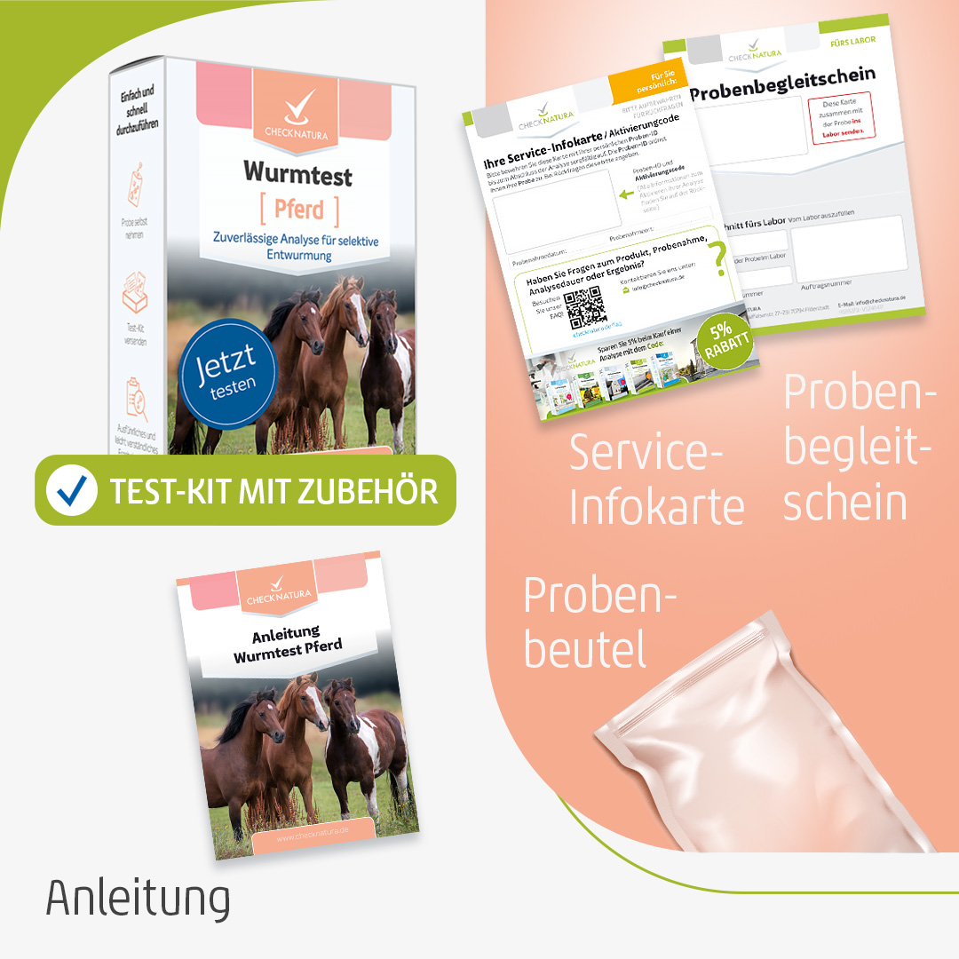 Inhalt: Servie-Infokarte, Probenbegleitschein, Anleitung, Probenbeutel