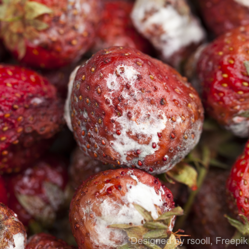 Weißer Schimmel auf Erdbeeren