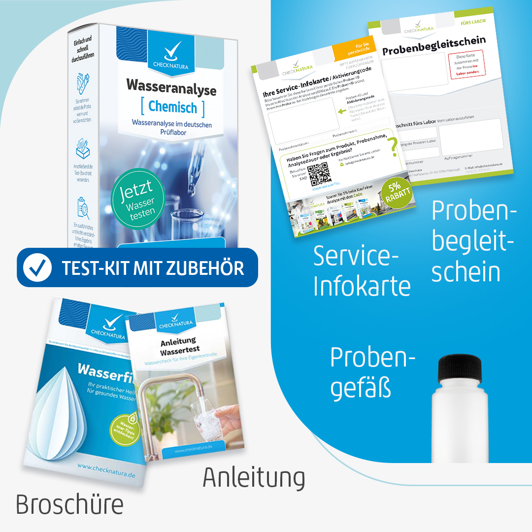 Wasseranalyse Chemisch Inhalt des Test-Kits