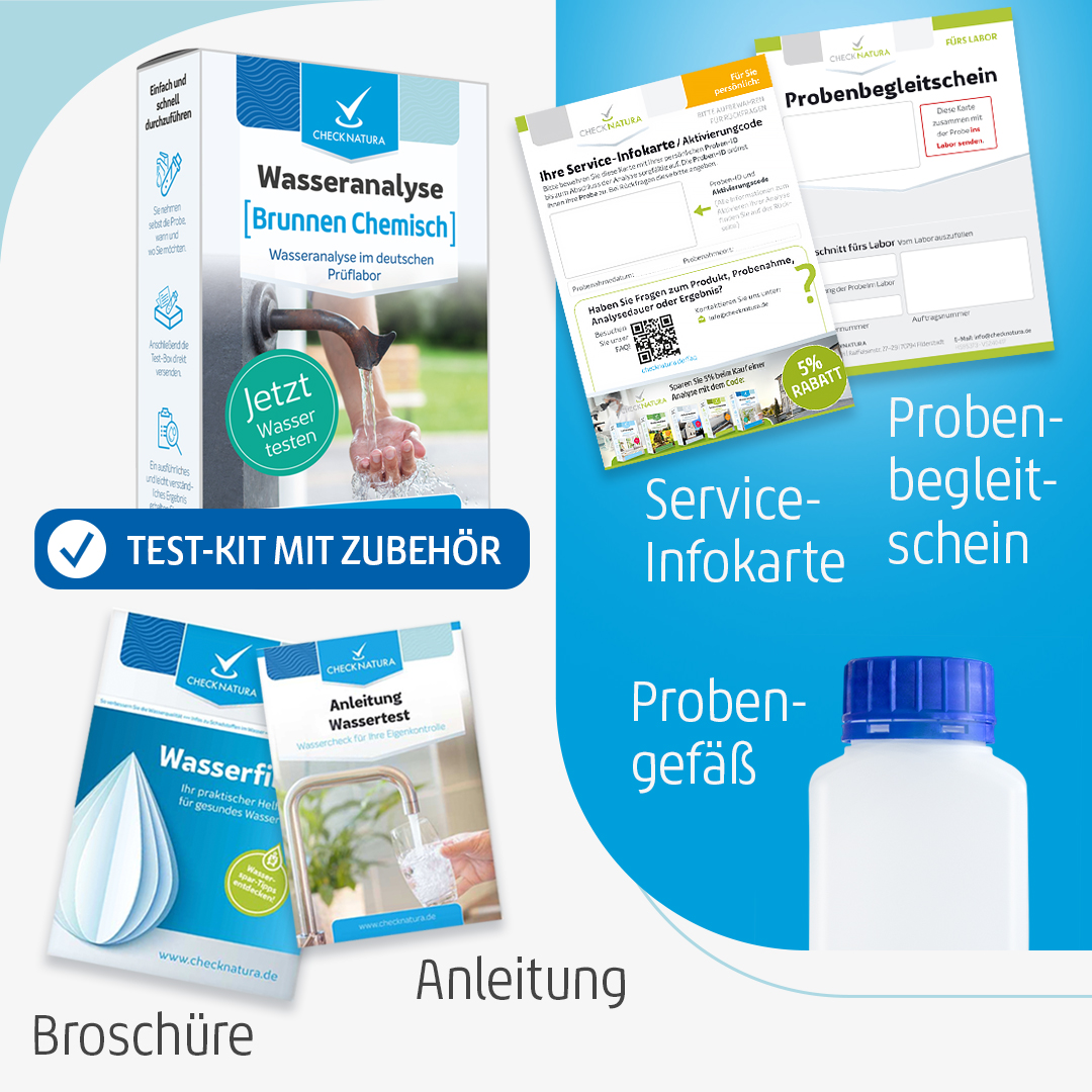 Checknatura Wassertest Brunnen Chemisch Inhalt des Test-Kits