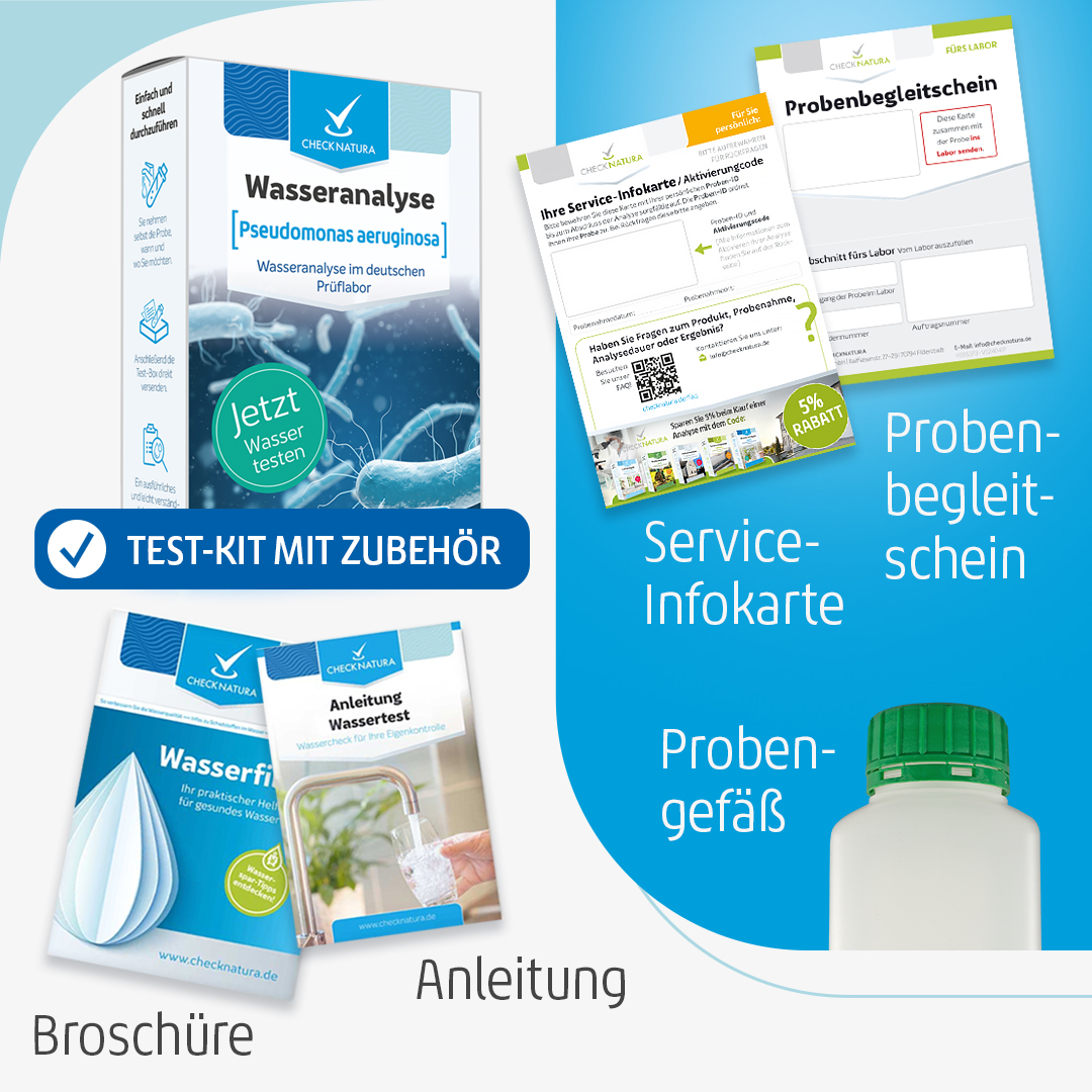 Checknatura Wassertest Pseudomonas Aeruginosa Inhalt des Test-Kits