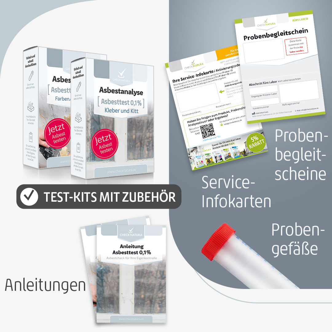 Asbest Vorteilsset Farben, Lacke, Putz und Kleber und Kit Inhalt des Test-Kits