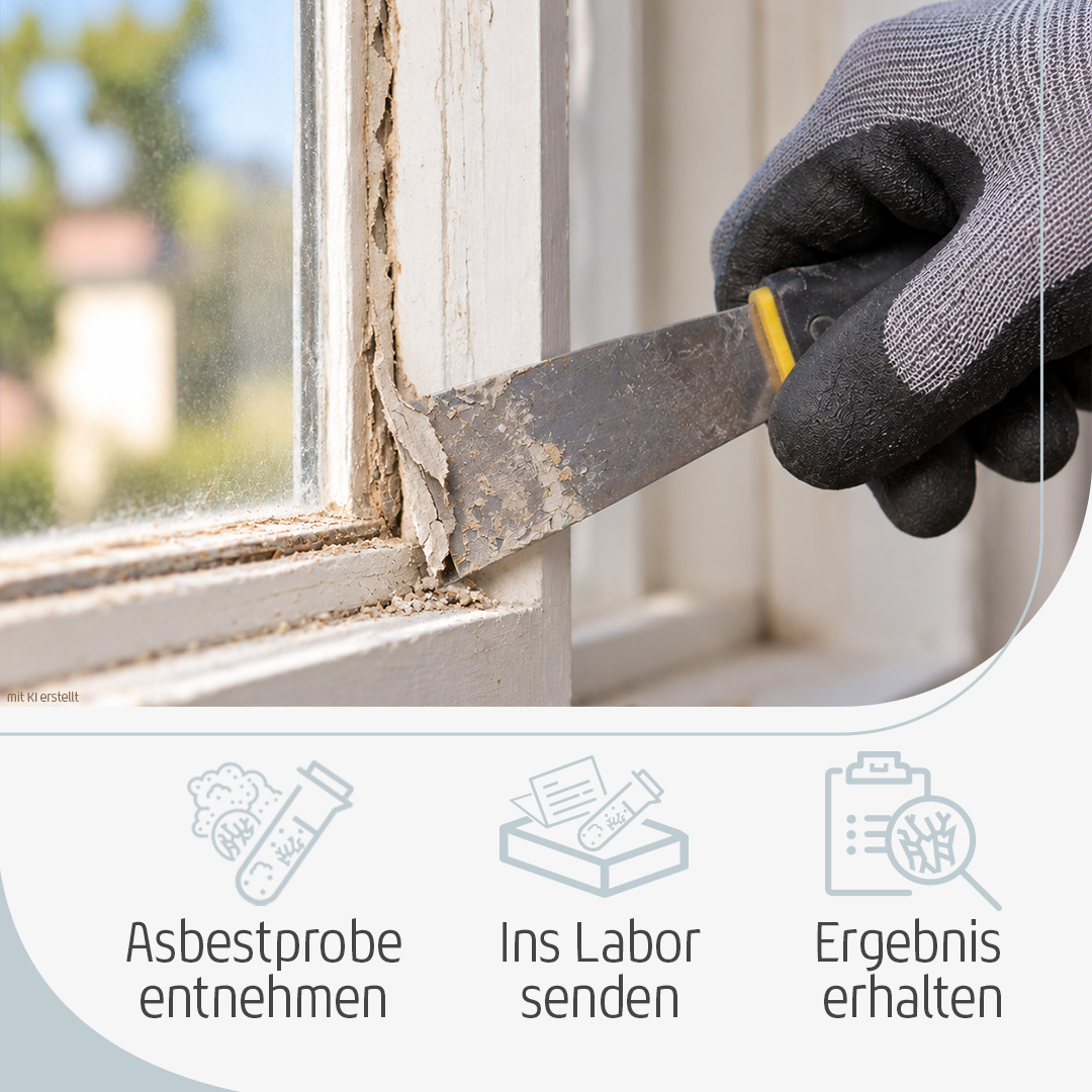 Fensterkitt entfernen für Asbestanalyse