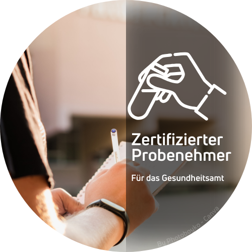 Buchung eines zertifizierten Probenehmers im geseztlich geregelten Bereich als Vorlage für das Gesundheitsamt.