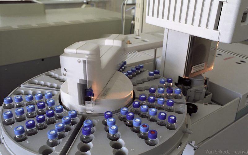 Fläschchen im Ionenchromatograph.
