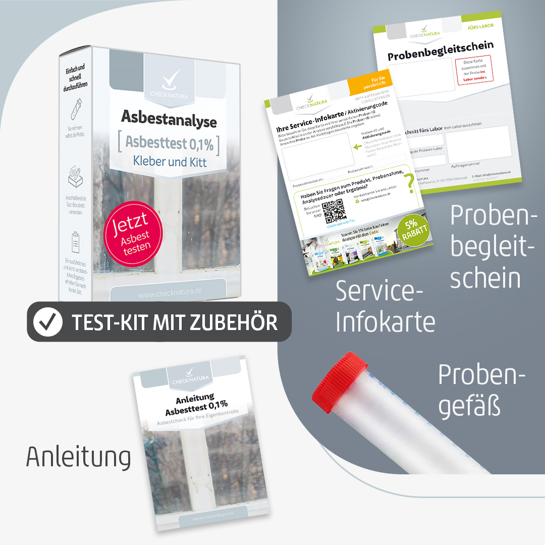 Checknatura Asbesttest Kleber Kit Test-Kit Inhaltsangabe