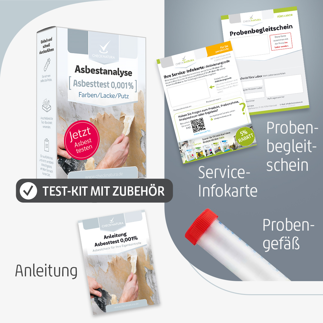 Checknatura Asbesttest Farben, Lacke und Putz Inhalt Test-Kits