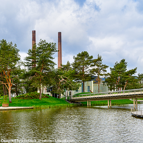 Schöne Aussicht auf einen grünen Autostadtpark in Wolfsburg