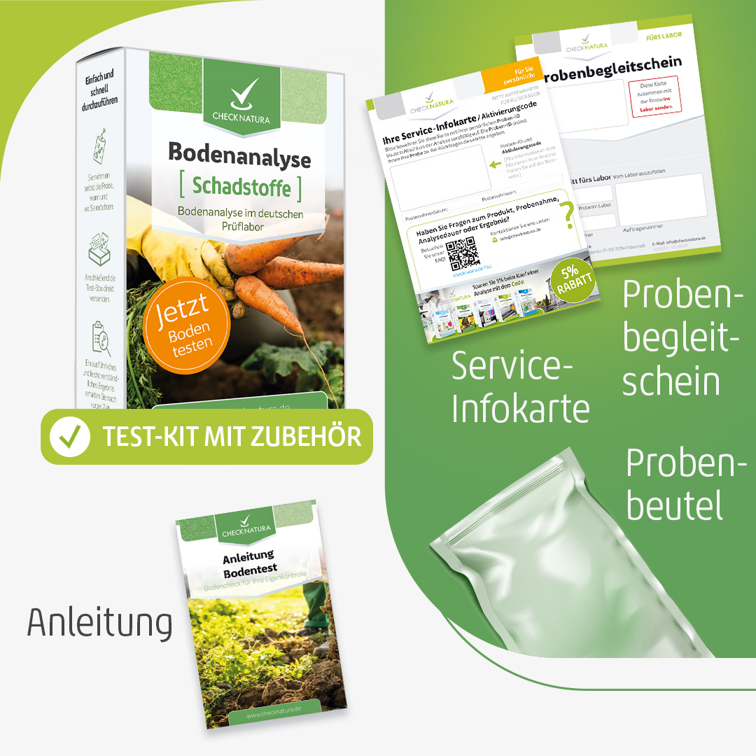 Checknatura Bodenanalyse Schadstoffe Inhalt des Test-Kits