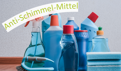 Verschiedene Reinigungsmittel für die Entfernung von Schimmel. 