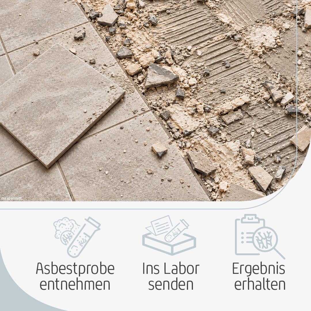 Asbestprobe von Fliesenkleber unter Fliesen