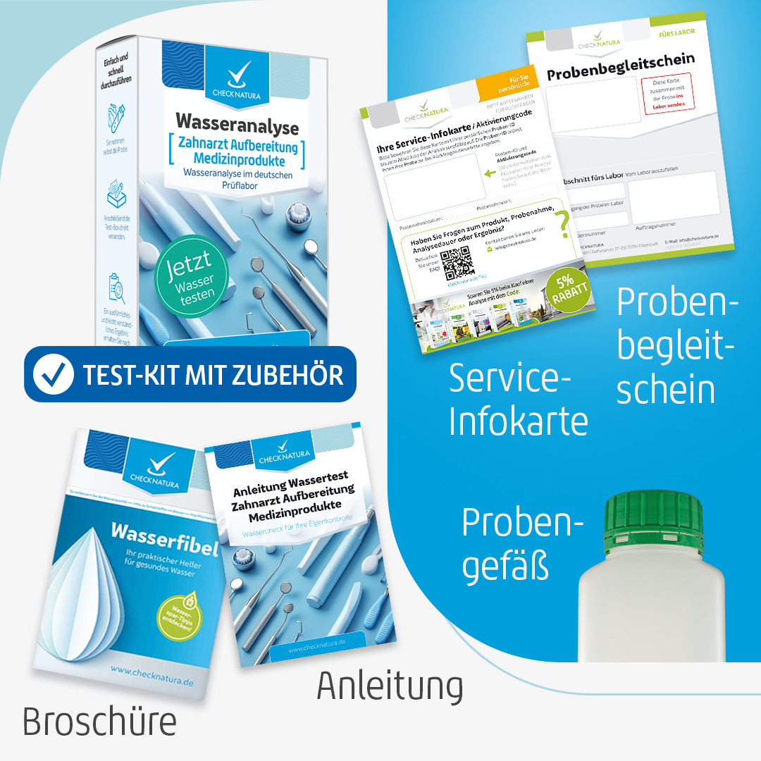 Checknatura Zahnarzt Aufbereitung Medizinprodukte Inhalt des Test-Kits