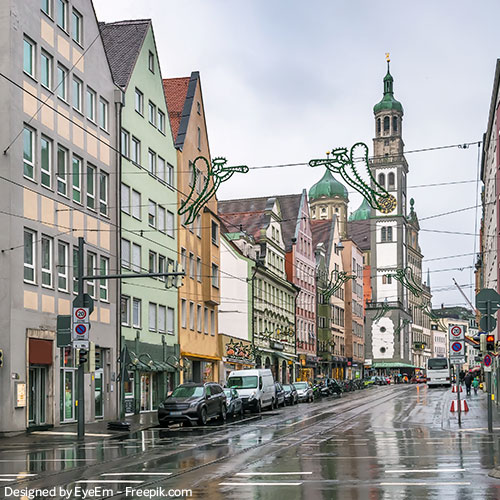Häuser in einer Straße in Augsburg