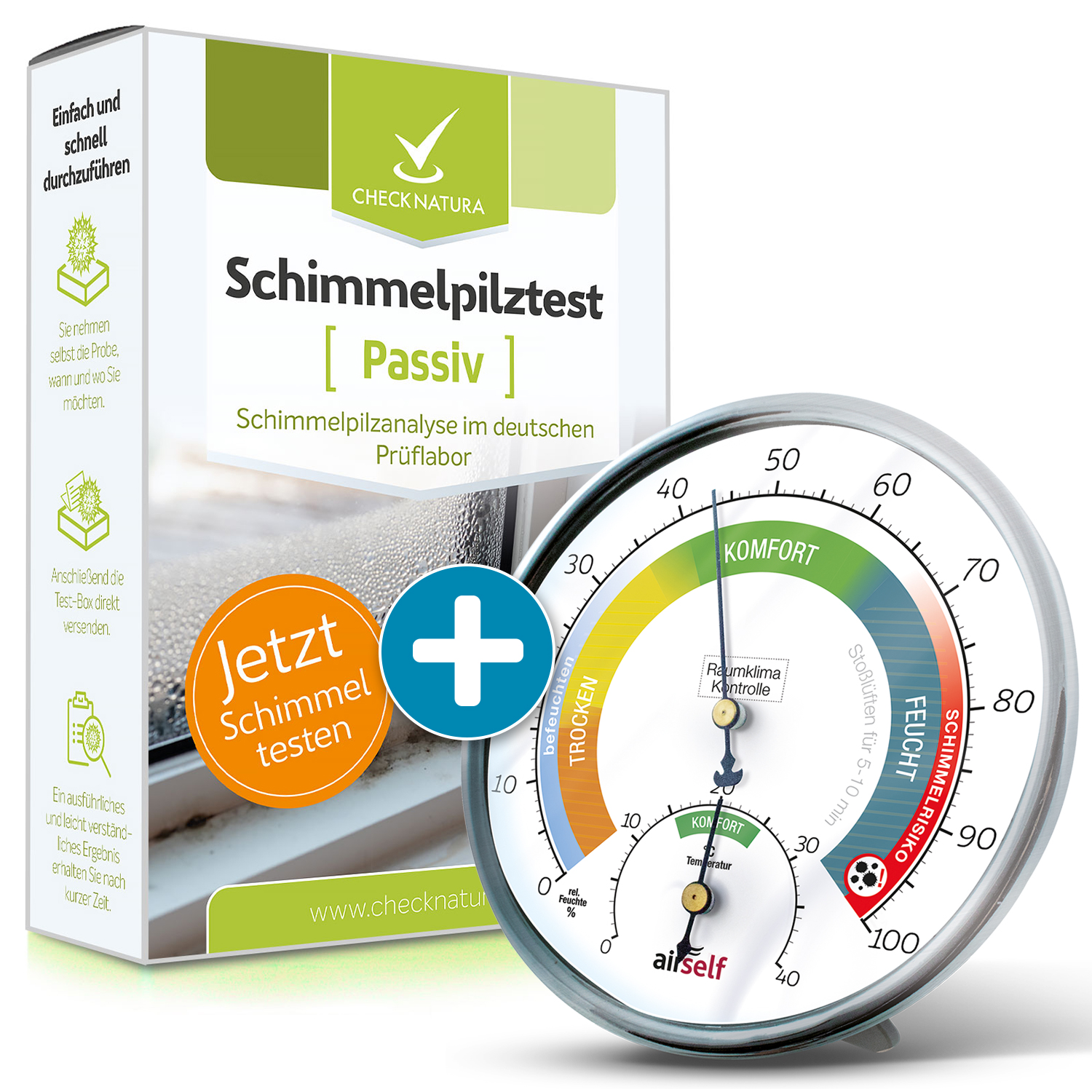 Schimmeltest Raumluft plus Thermohygrometer im Vorteils-Set