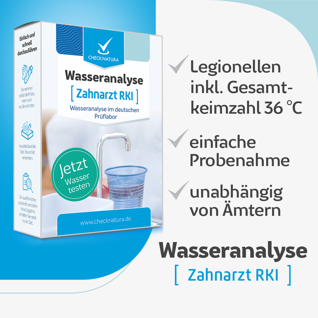 Zahnarzt Wassertest RKI Legionellen und Gesamtkeimzahl 36°