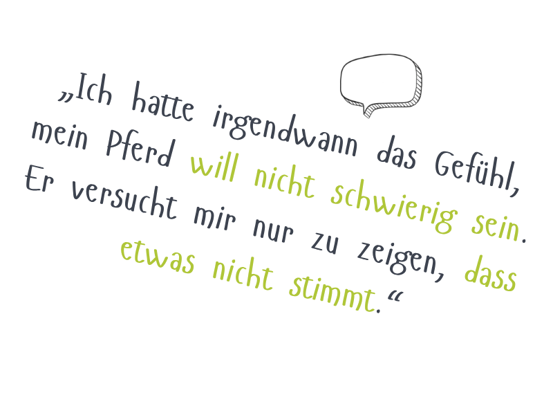 Zitat: "Ich hatte irgendwann das Gefühl, mein Pferd will nicht schwierig sein. Es versucht mir nur zu zeigen, dass etwas nicht stimmt."