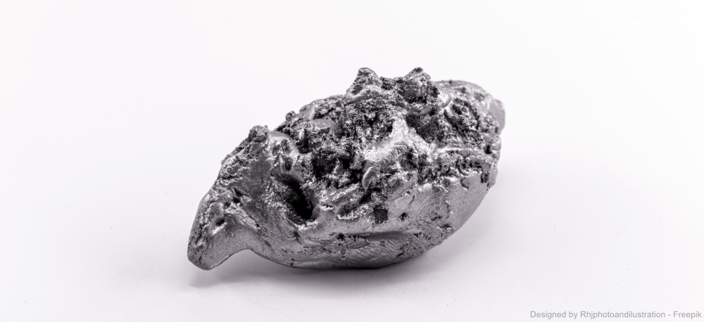 Ein glänzender, metallischer, silbriger Nickel-Klumpen