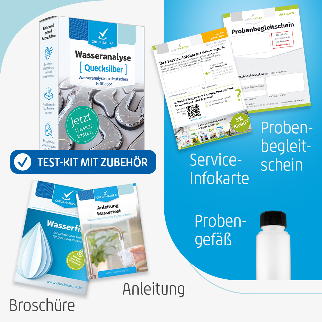 Checknatura Wassertest Quecksilber Inhalt des Test-Kits