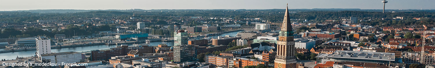 Panoramabild über den Dächern von Kiel