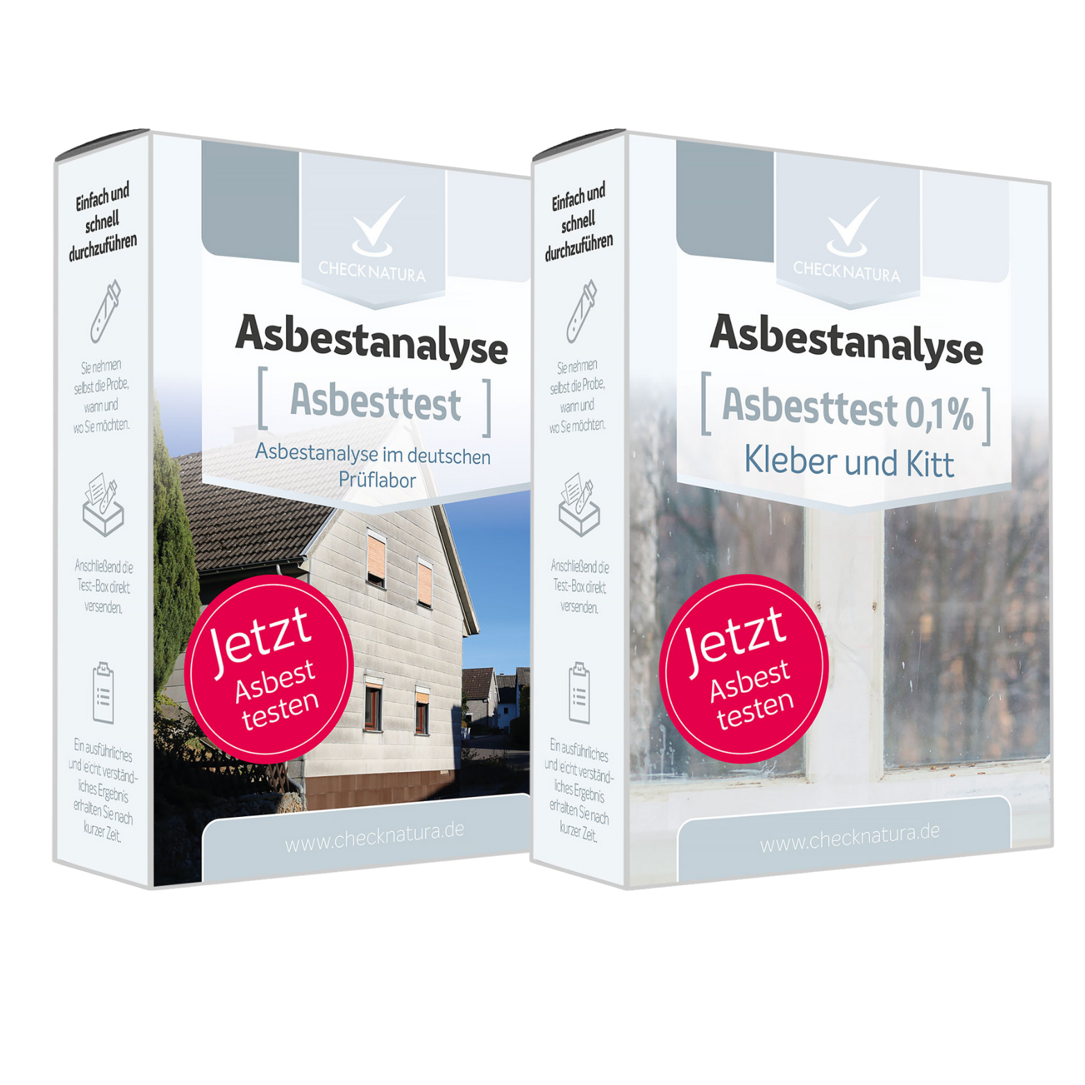 Unser Asbesttest-Vorteils-Set besteht aus dem Asbesttest 1% und dem Asbesttest 0,1% für verschiedenen Materialien