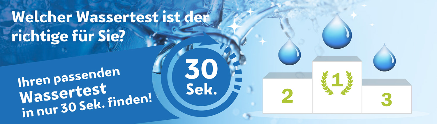 Analysefinder Wassertests. Finden Sie Ihre passende Wasseranalyse in 30 Sekunden.